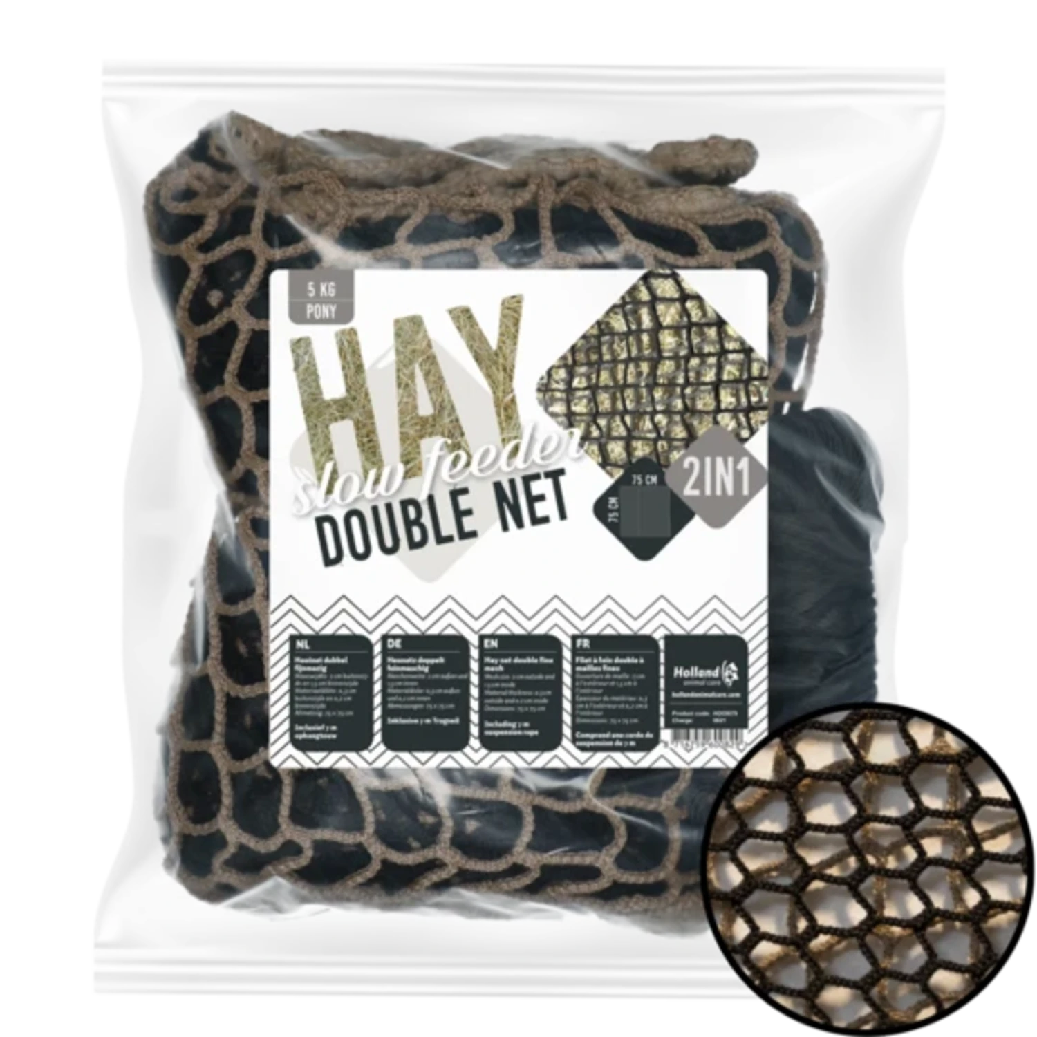 Hay Slowfeeder Net Dubbelnet - Pony - 5 Kilo 3 Hay Slowfeeder Net Dubbelnet - Pony - 5 Kilo