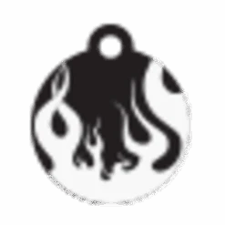 IMARC Hondenpenning – Rond – Vlammen – Zwart