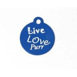 IMARC Kattenpenning – Rond – Live Love Purr – Blauw - Klein Ø2 Cm