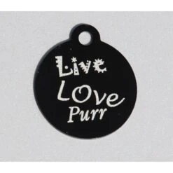 IMARC Kattenpenning – Rond – Live Love Purr – Zwart - Klein Ø2 Cm -Huisdierbenodigdheden Verkoop imarc kattenpenning rond live love purr zwart klei 2