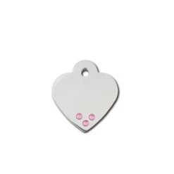 Pet Scribe Hondenpenning - Glamour Hart - Met Roze Aurora Swarovski Steentjes