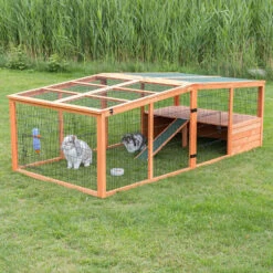 Trixie Trixie Natura Houten Ren Met Dak En Schuiplaats - Grenenhout - 233x79x116 Cm